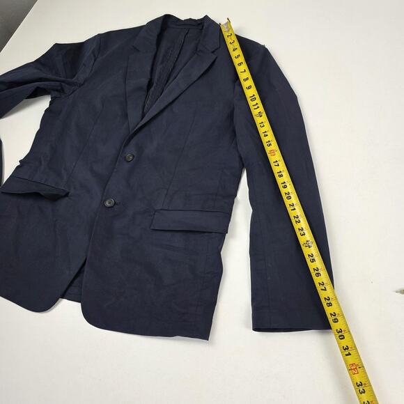 Theory Blazer Mens 42 Navy Blue Simons Lenix Two Button Stretch Cotton Jacket - Picture 9 of 15